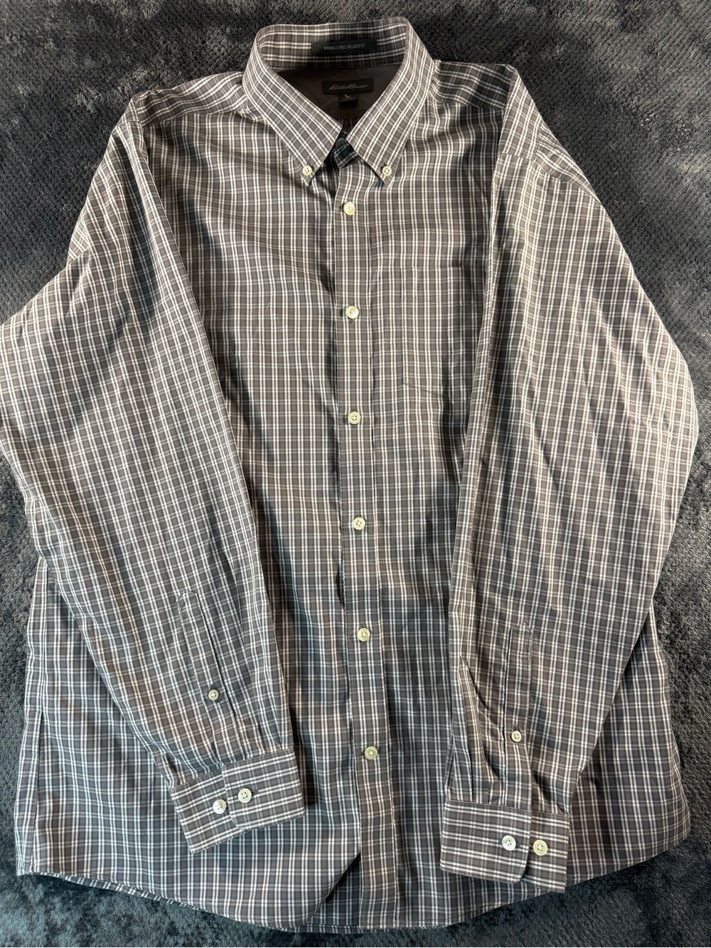 Eddie Bauer Brown & Gray Plaid Button-Down Shirt